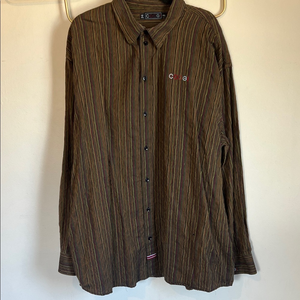 Coogi sz 4XL Multicolor Striped Men's Button Down Shirt